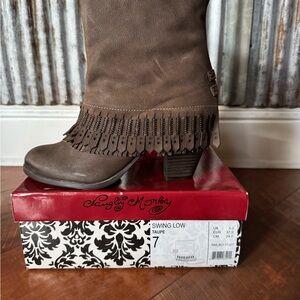 Naughty Monkey Brown Fringe Heeled Boots